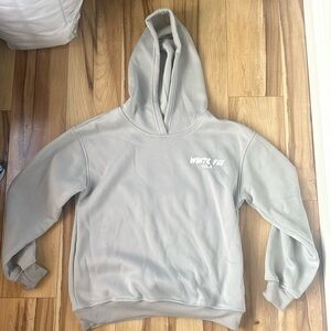 gray white fox hoodie, size xs